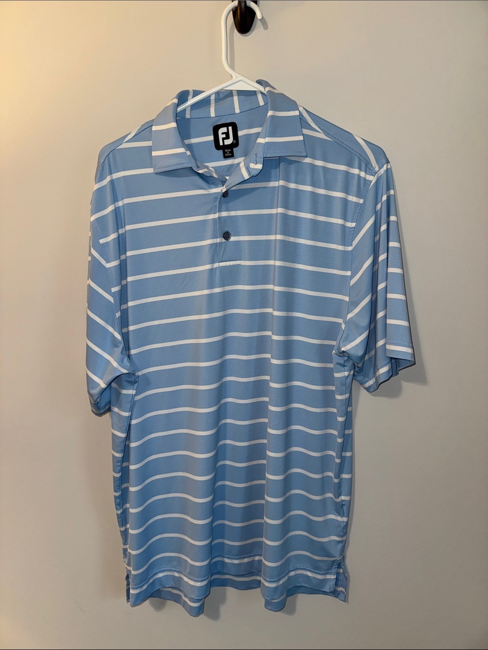 FootJoy Men’s Sky Blue & White Striped Golf Polo